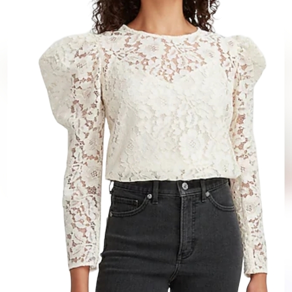 Express NEW Puff Sleeve Lace Blouse XS - Picture 1 of 16